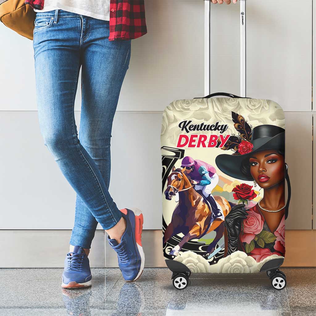 Kentucky Horse Racing Luggage Cover Black Derby Lady Cream Roses