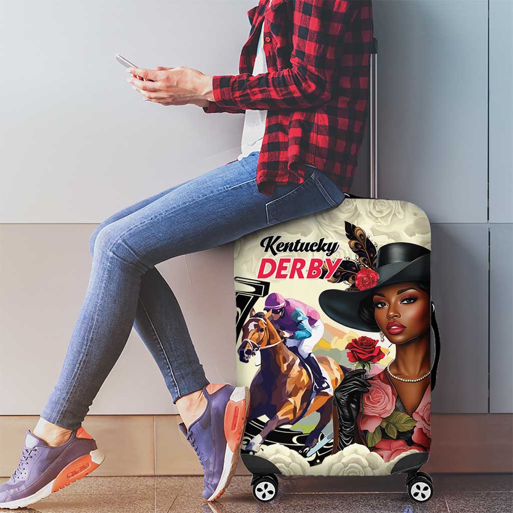 Kentucky Horse Racing Luggage Cover Black Derby Lady Cream Roses