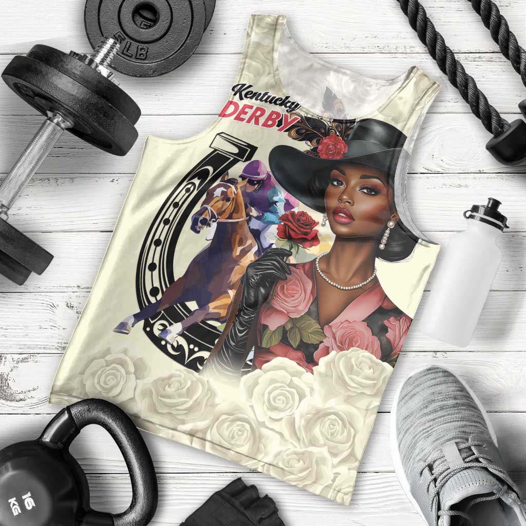 Kentucky Horse Racing Men Tank Top Black Derby Lady Cream Roses