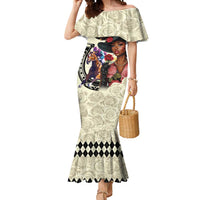 Kentucky Horse Racing Mermaid Dress Black Derby Lady Cream Roses