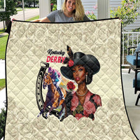 Kentucky Horse Racing Quilt Black Derby Lady Cream Roses