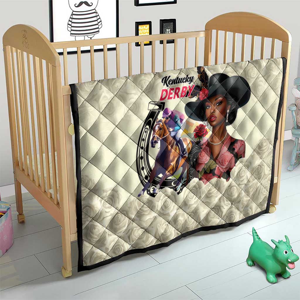 Kentucky Horse Racing Quilt Black Derby Lady Cream Roses