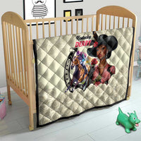 Kentucky Horse Racing Quilt Black Derby Lady Cream Roses