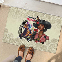 Kentucky Horse Racing Rubber Doormat Black Derby Lady Cream Roses