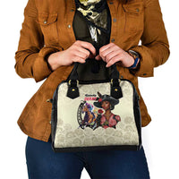 Kentucky Horse Racing Shoulder Handbag Black Derby Lady Cream Roses
