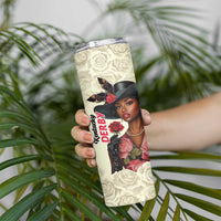 Kentucky Horse Racing Skinny Tumbler Black Derby Lady Cream Roses