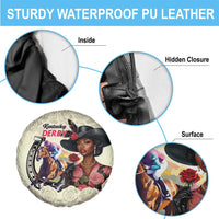 Kentucky Horse Racing Spare Tire Cover Black Derby Lady Cream Roses