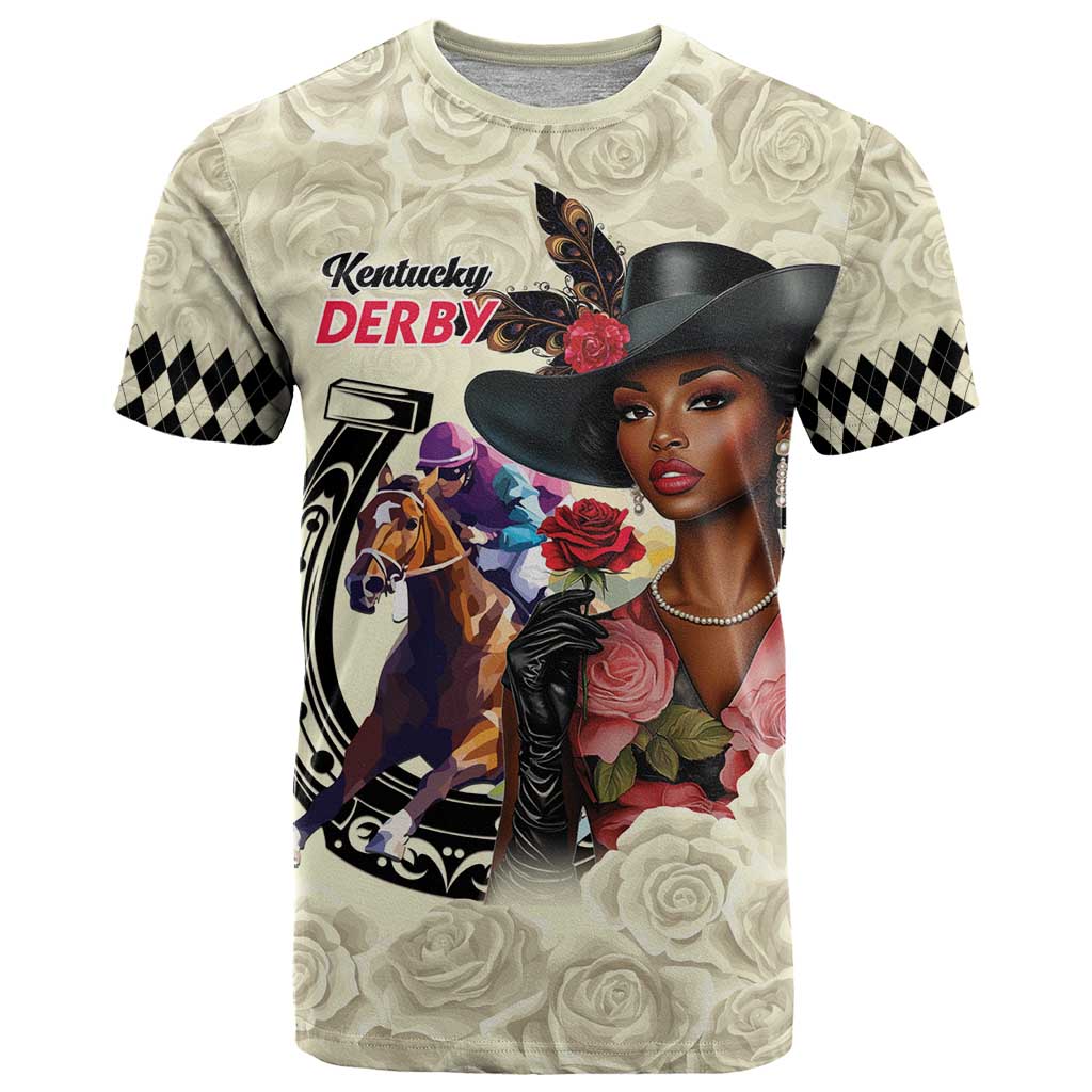 Kentucky Horse Racing T Shirt Black Derby Lady Cream Roses