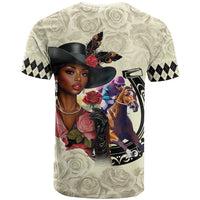 Kentucky Horse Racing T Shirt Black Derby Lady Cream Roses