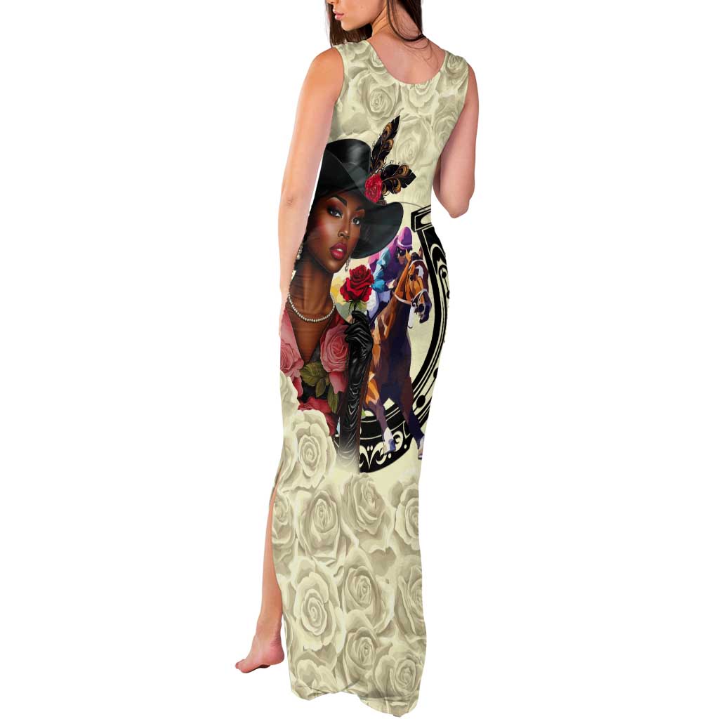 Kentucky Horse Racing Tank Maxi Dress Black Derby Lady Cream Roses