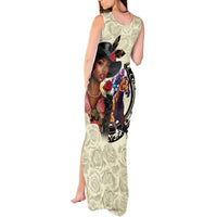 Kentucky Horse Racing Tank Maxi Dress Black Derby Lady Cream Roses