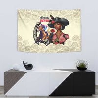 Kentucky Horse Racing Tapestry Black Derby Lady Cream Roses