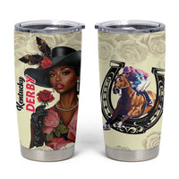 Kentucky Horse Racing Tumbler Cup Black Derby Lady Cream Roses