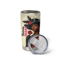 Kentucky Horse Racing Tumbler Cup Black Derby Lady Cream Roses