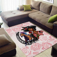 Kentucky Horse Racing Area Rug Black Derby Lady Pink Roses