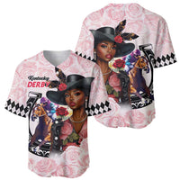 Kentucky Horse Racing Baseball Jersey Black Derby Lady Pink Roses