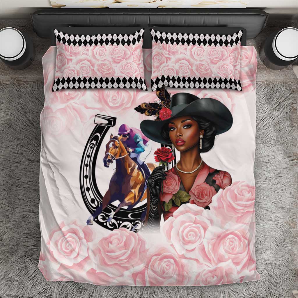 Kentucky Horse Racing Bedding Set Black Derby Lady Pink Roses