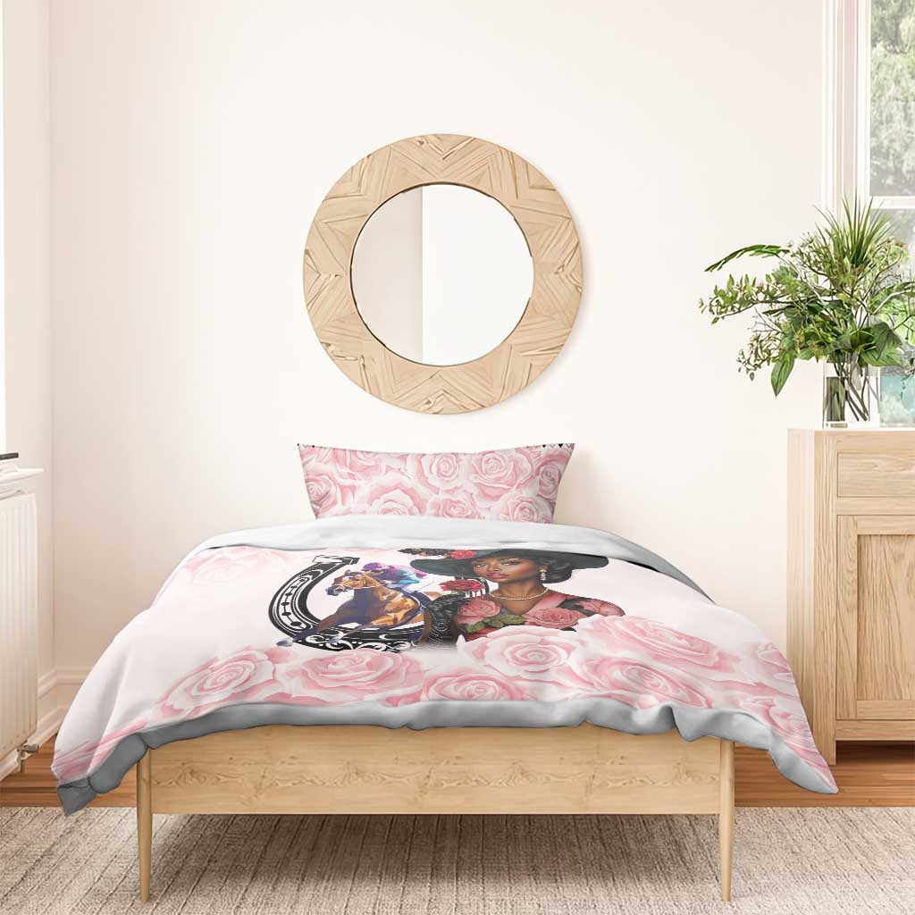 Kentucky Horse Racing Bedding Set Black Derby Lady Pink Roses