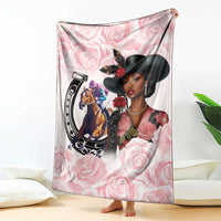 Kentucky Horse Racing Blanket Black Derby Lady Pink Roses