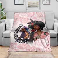 Kentucky Horse Racing Blanket Black Derby Lady Pink Roses