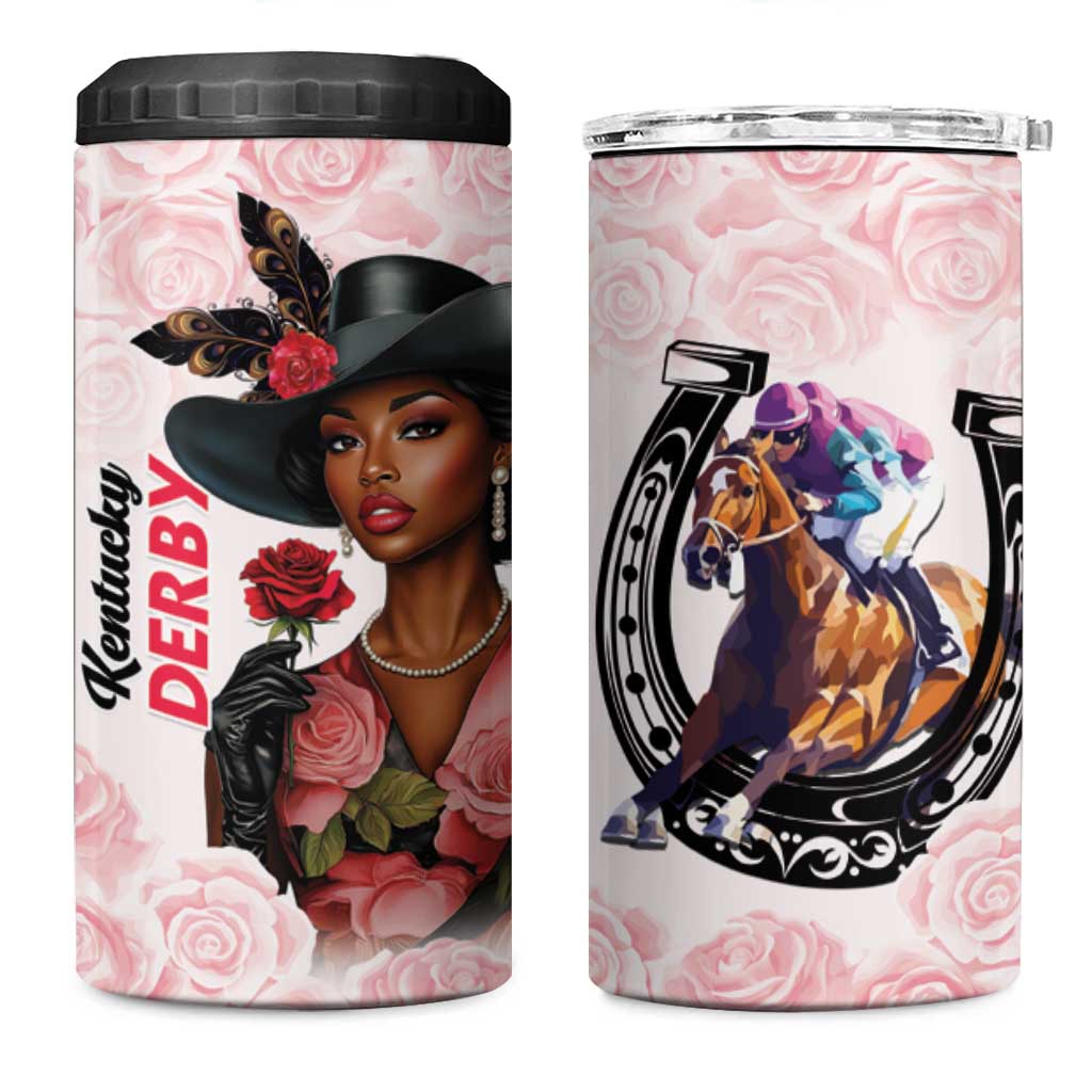 Kentucky Horse Racing 4 in 1 Can Cooler Tumbler Black Derby Lady Pink Roses