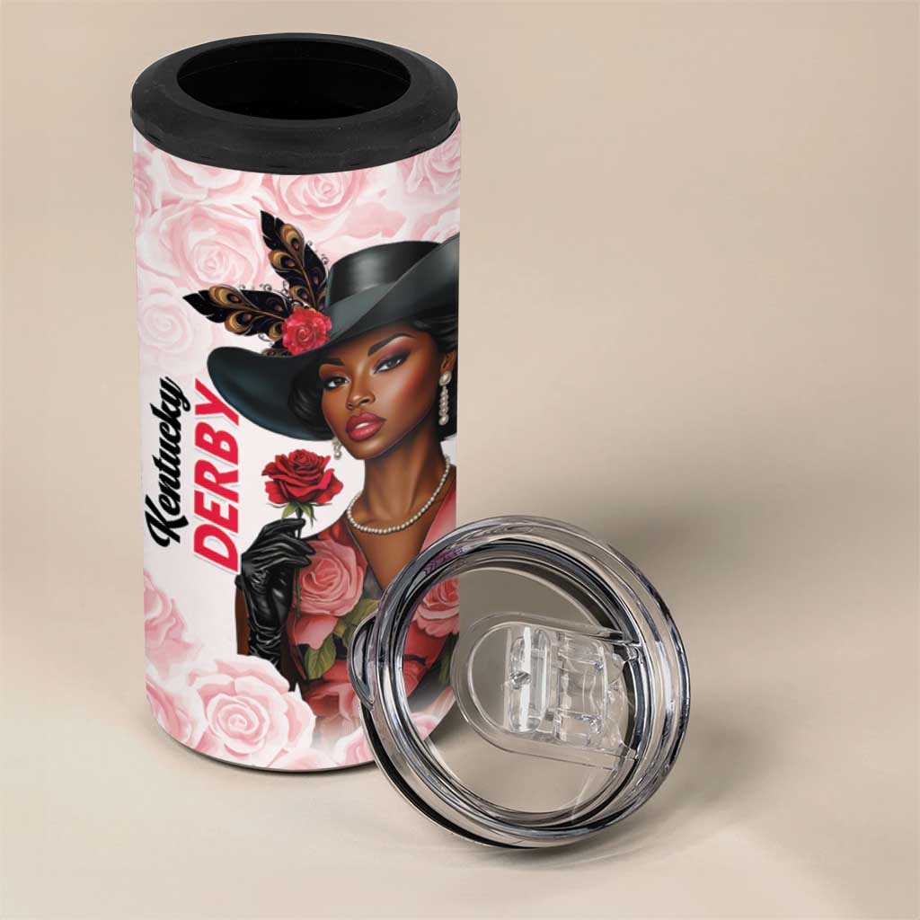 Kentucky Horse Racing 4 in 1 Can Cooler Tumbler Black Derby Lady Pink Roses