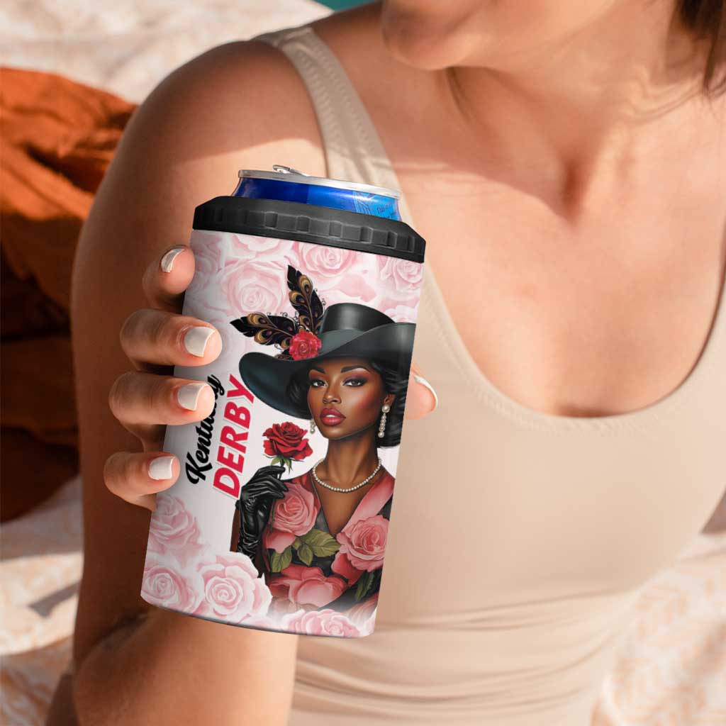 Kentucky Horse Racing 4 in 1 Can Cooler Tumbler Black Derby Lady Pink Roses