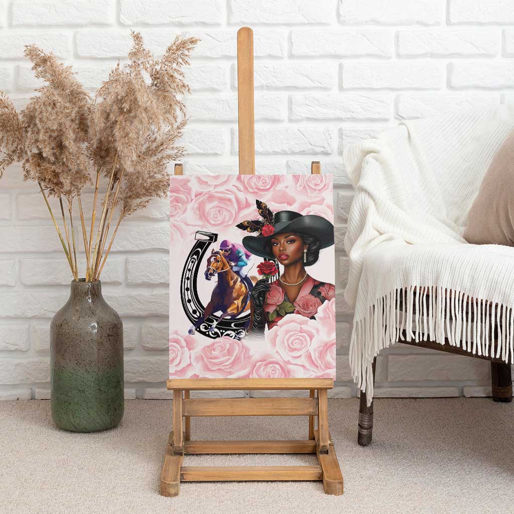 Kentucky Horse Racing Canvas Wall Art Black Derby Lady Pink Roses