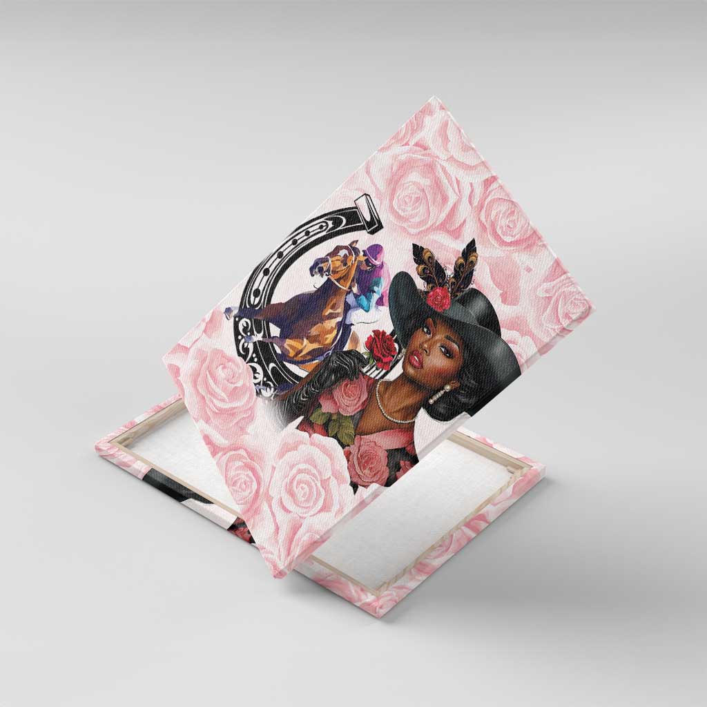 Kentucky Horse Racing Canvas Wall Art Black Derby Lady Pink Roses