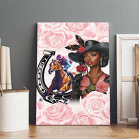 Kentucky Horse Racing Canvas Wall Art Black Derby Lady Pink Roses