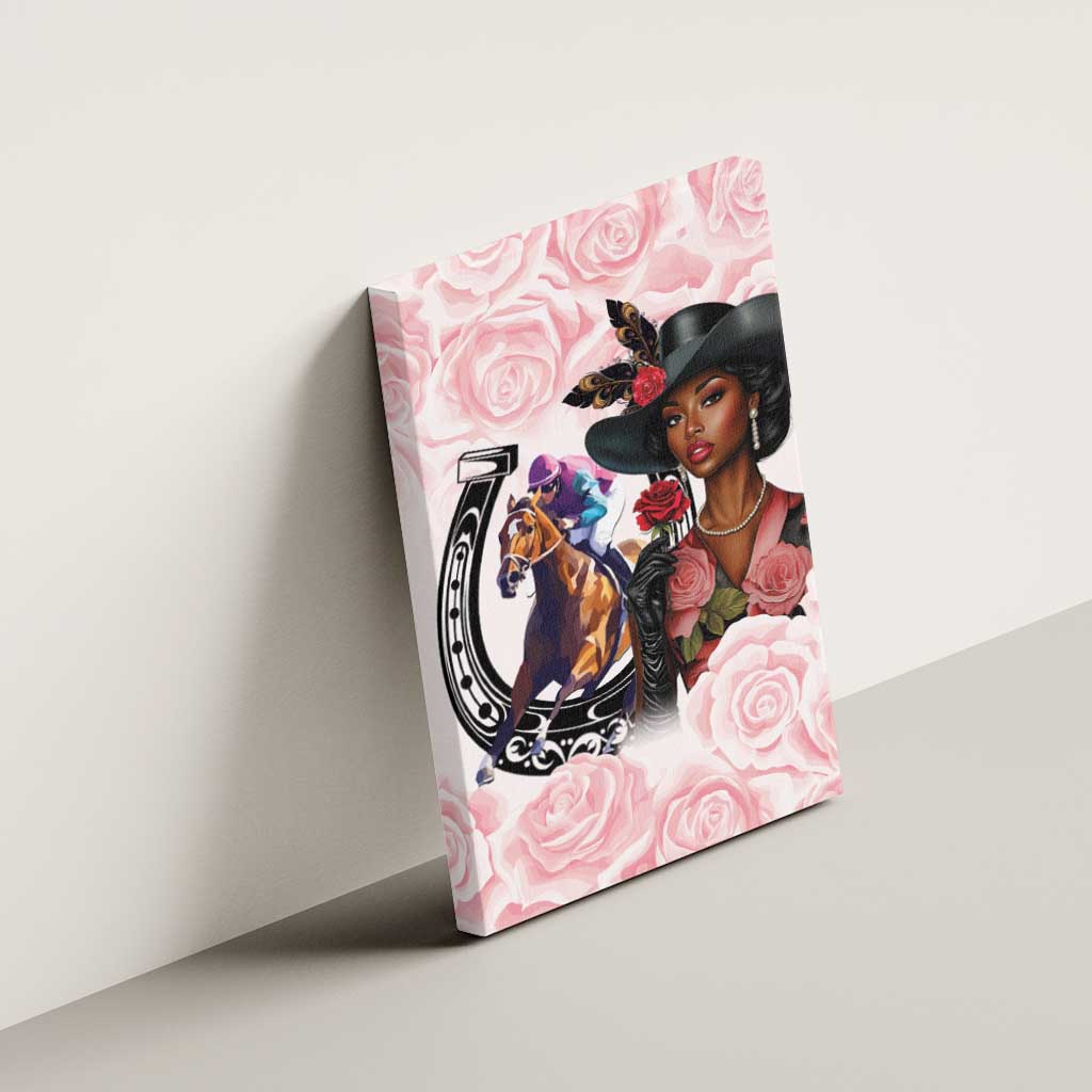 Kentucky Horse Racing Canvas Wall Art Black Derby Lady Pink Roses