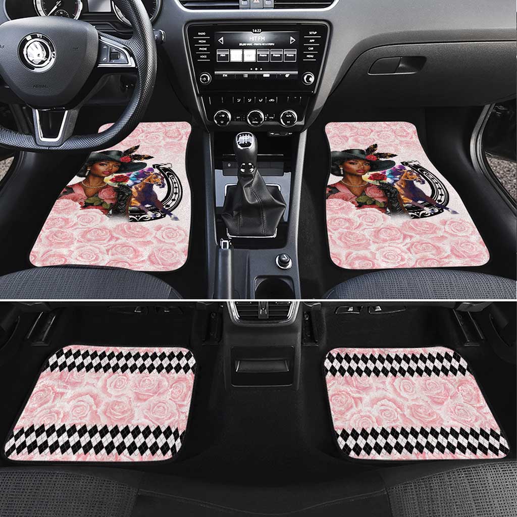 Kentucky Horse Racing Car Mats Black Derby Lady Pink Roses