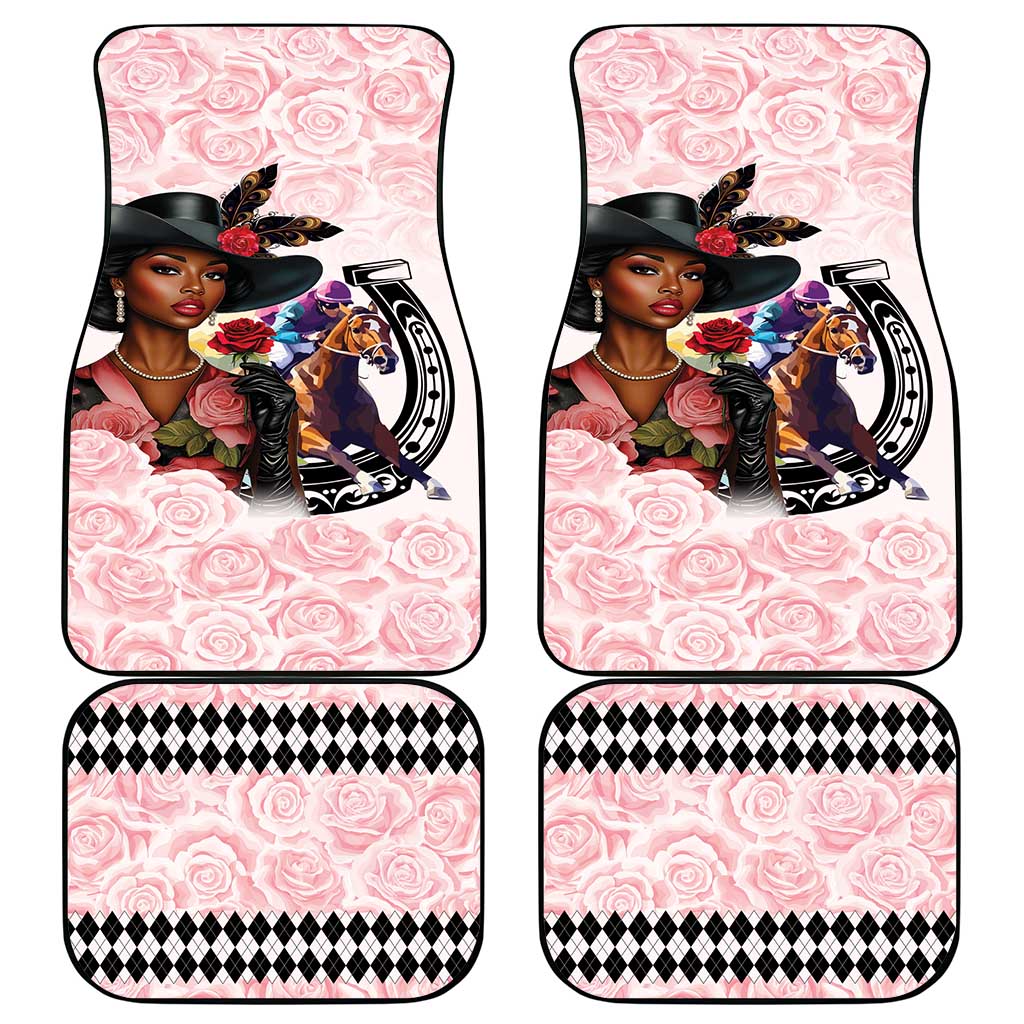 Kentucky Horse Racing Car Mats Black Derby Lady Pink Roses