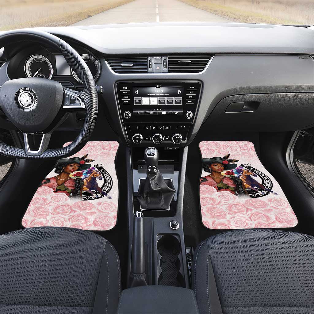 Kentucky Horse Racing Car Mats Black Derby Lady Pink Roses