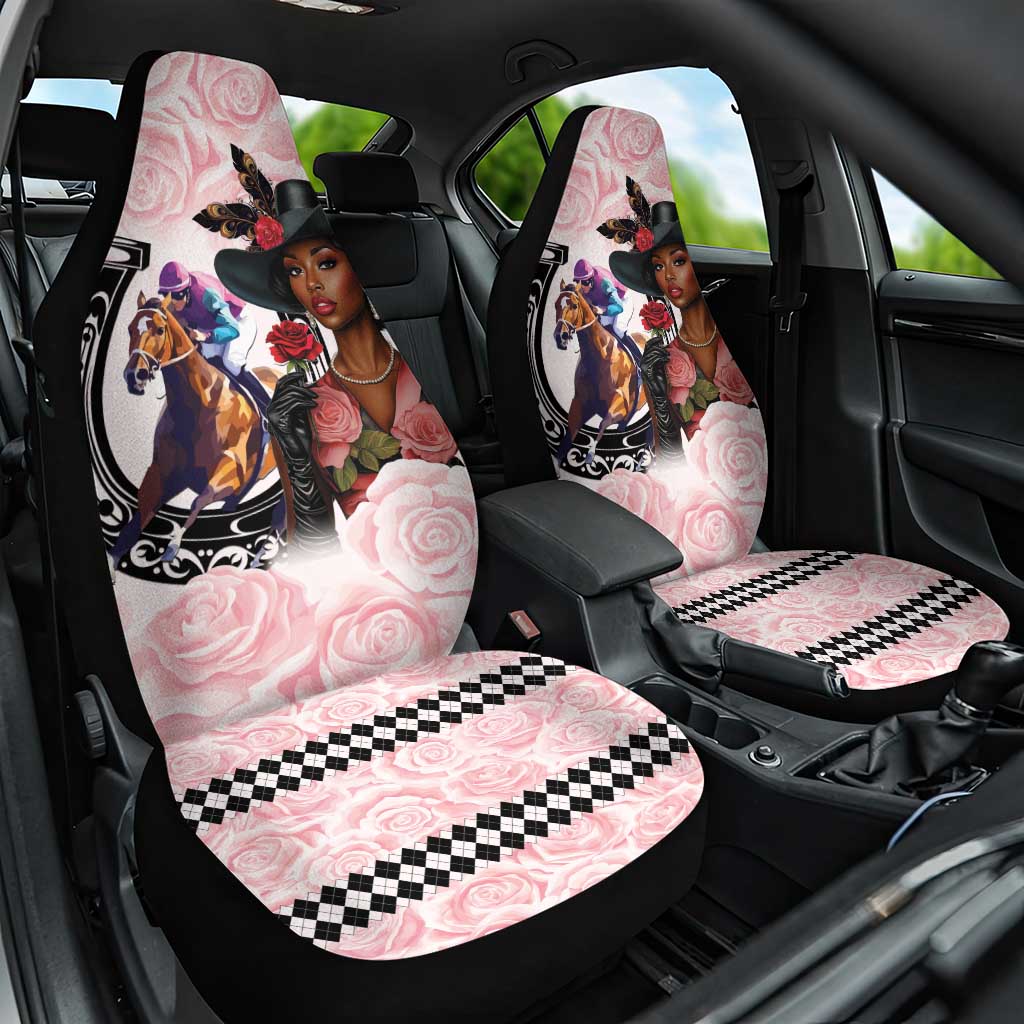 Kentucky Horse Racing Car Seat Cover Black Derby Lady Pink Roses