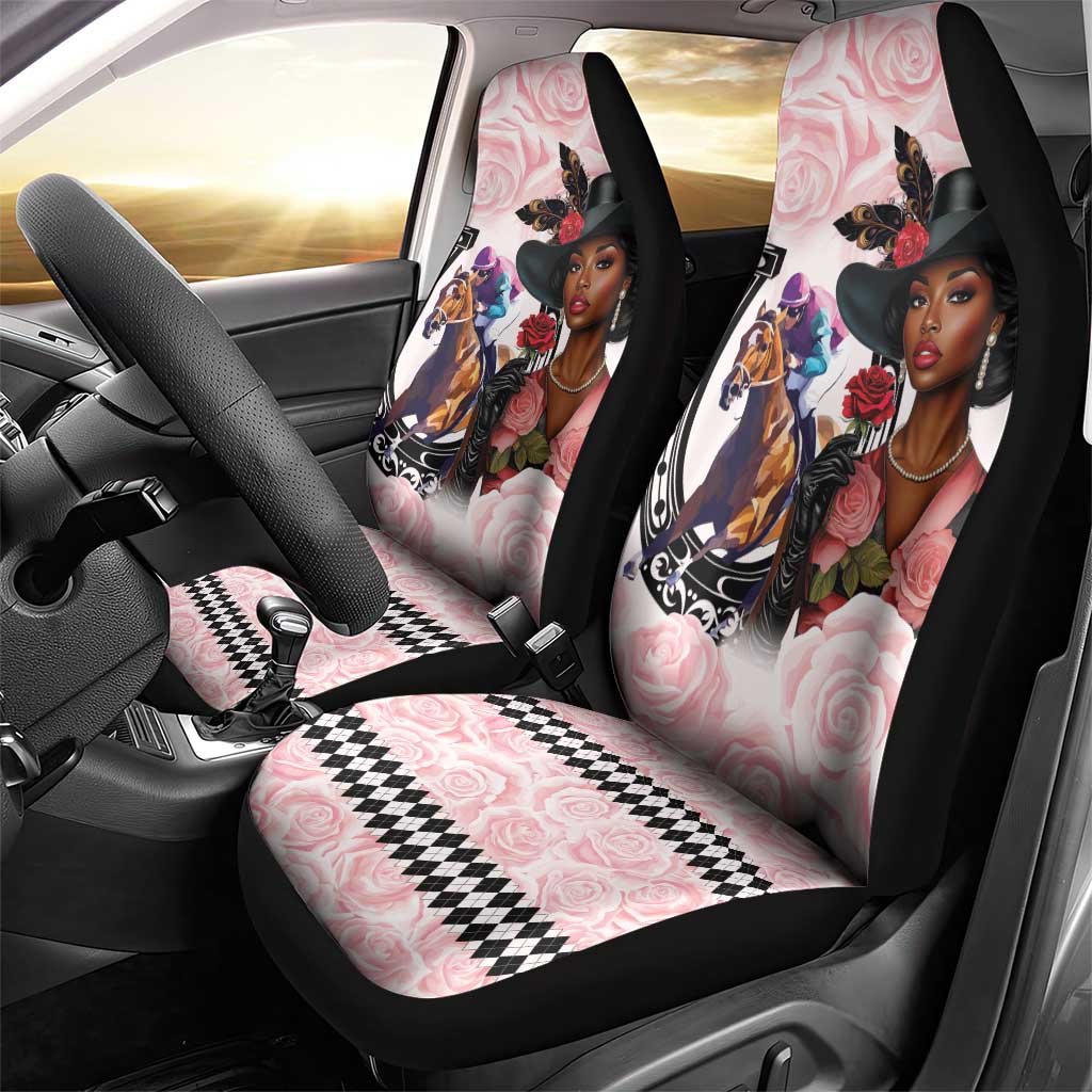Kentucky Horse Racing Car Seat Cover Black Derby Lady Pink Roses