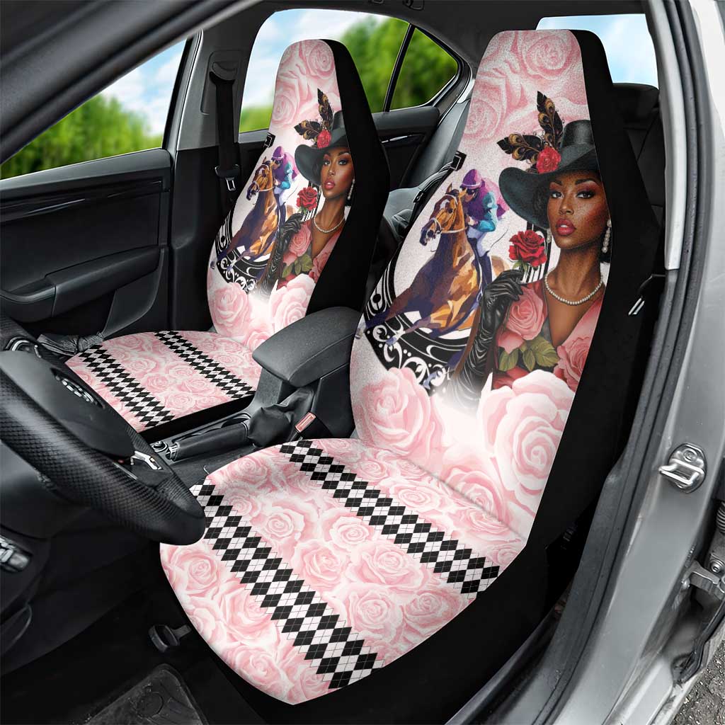 Kentucky Horse Racing Car Seat Cover Black Derby Lady Pink Roses