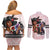 Kentucky Horse Racing Couples Matching Off Shoulder Short Dress and Long Sleeve Button Shirt Black Derby Lady Pink Roses