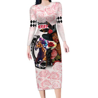 Kentucky Horse Racing Family Matching Long Sleeve Bodycon Dress and Hawaiian Shirt Black Derby Lady Pink Roses