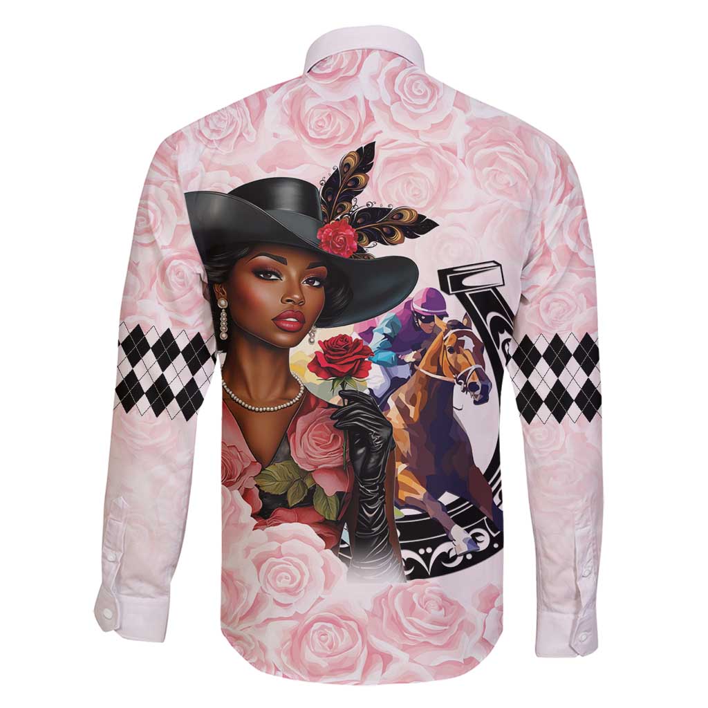 Kentucky Horse Racing Family Matching Summer Maxi Dress and Hawaiian Shirt Black Derby Lady Pink Roses