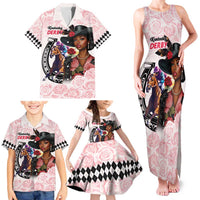 Kentucky Horse Racing Family Matching Tank Maxi Dress and Hawaiian Shirt Black Derby Lady Pink Roses