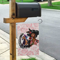 Kentucky Horse Racing Garden Flag Black Derby Lady Pink Roses