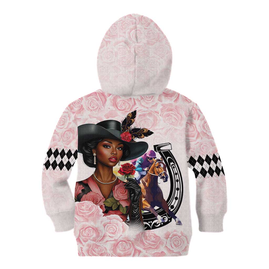 Kentucky Horse Racing Kid Hoodie Black Derby Lady Pink Roses