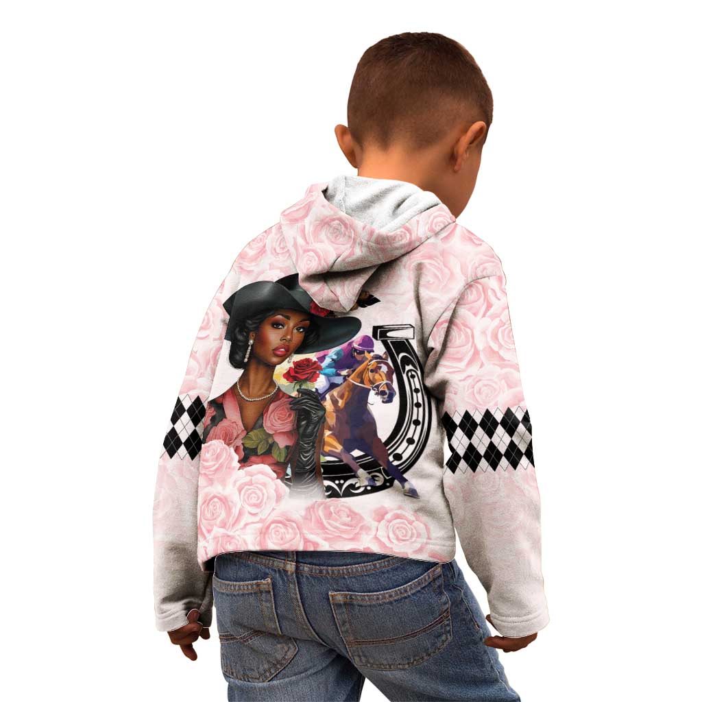 Kentucky Horse Racing Kid Hoodie Black Derby Lady Pink Roses
