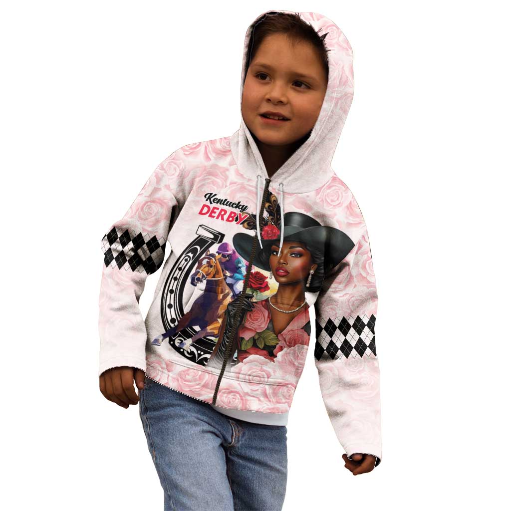 Kentucky Horse Racing Kid Hoodie Black Derby Lady Pink Roses