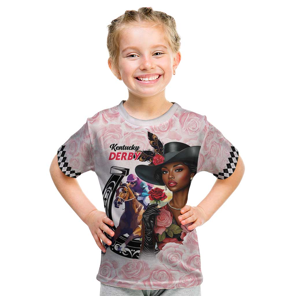 Kentucky Horse Racing Kid T Shirt Black Derby Lady Pink Roses
