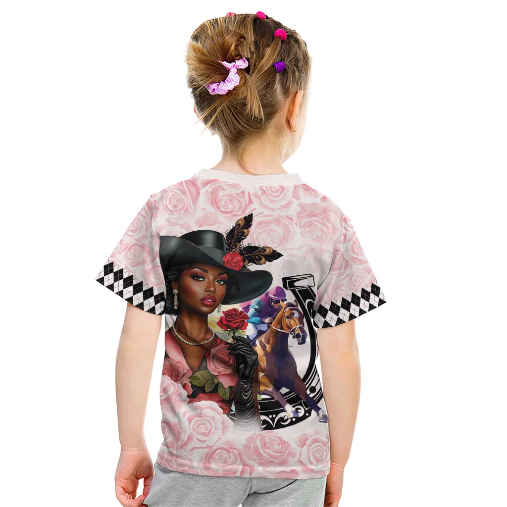 Kentucky Horse Racing Kid T Shirt Black Derby Lady Pink Roses