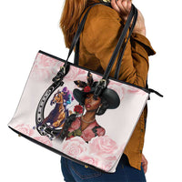 Kentucky Horse Racing Leather Tote Bag Black Derby Lady Pink Roses