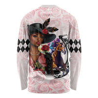 Kentucky Horse Racing Long Sleeve Shirt Black Derby Lady Pink Roses