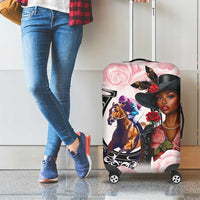 Kentucky Horse Racing Luggage Cover Black Derby Lady Pink Roses